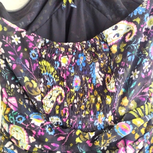 ZARA black paisley ruched body con halter mini dress - Picture 9 of 11